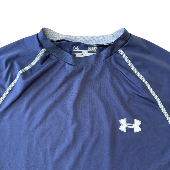 Under Armour Fitted Long Sleeve Shirt Mens Small Grippy Compression Blue - Picture 4 of 6